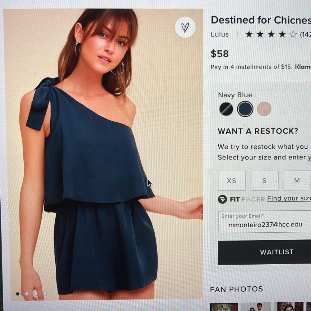 Lulus Destined for Chicness One-Shoulder Romper 😍 Navy Blue Small